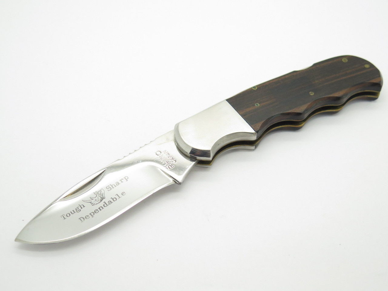 Rhino Tough Sharp Dependable Ebony Lockback Folding Hunter Knife