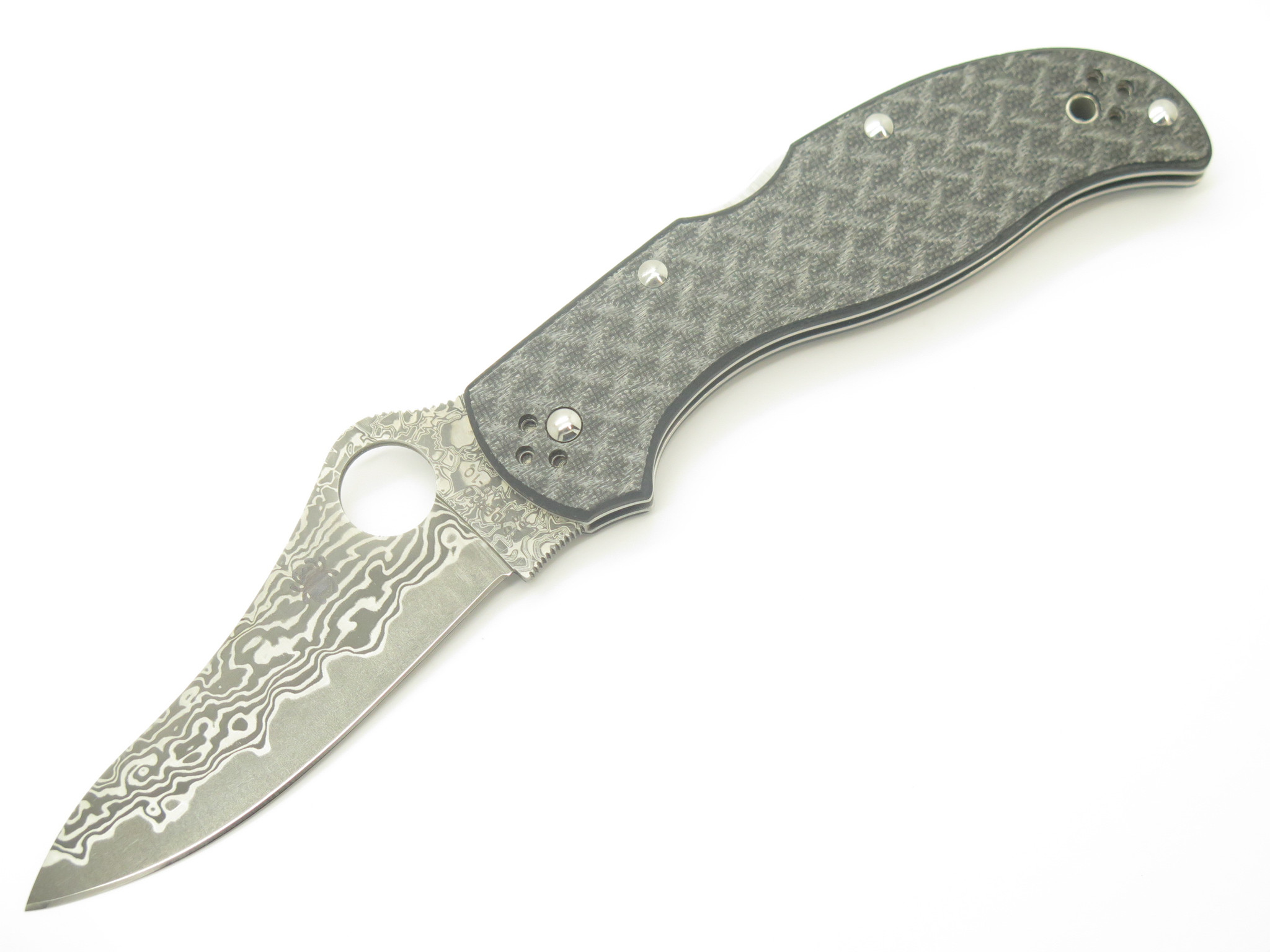 Spyderco C90 Stretch Seki Japan Nishijin Grey VG10 Damascus