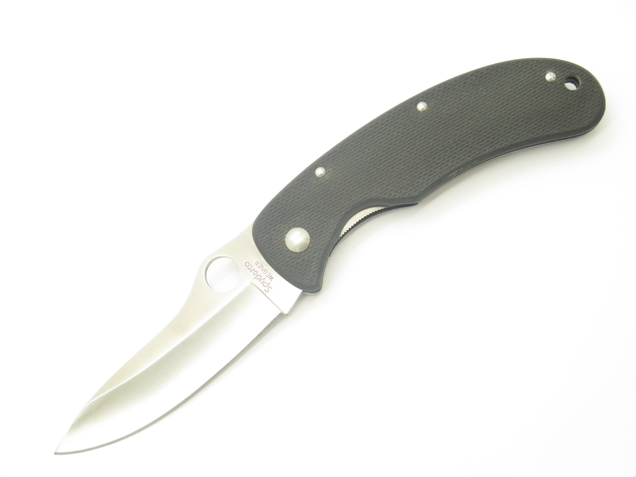 Vintage Spyderco Wegner Seki Japan Black G10 ATS-34 Large Folding