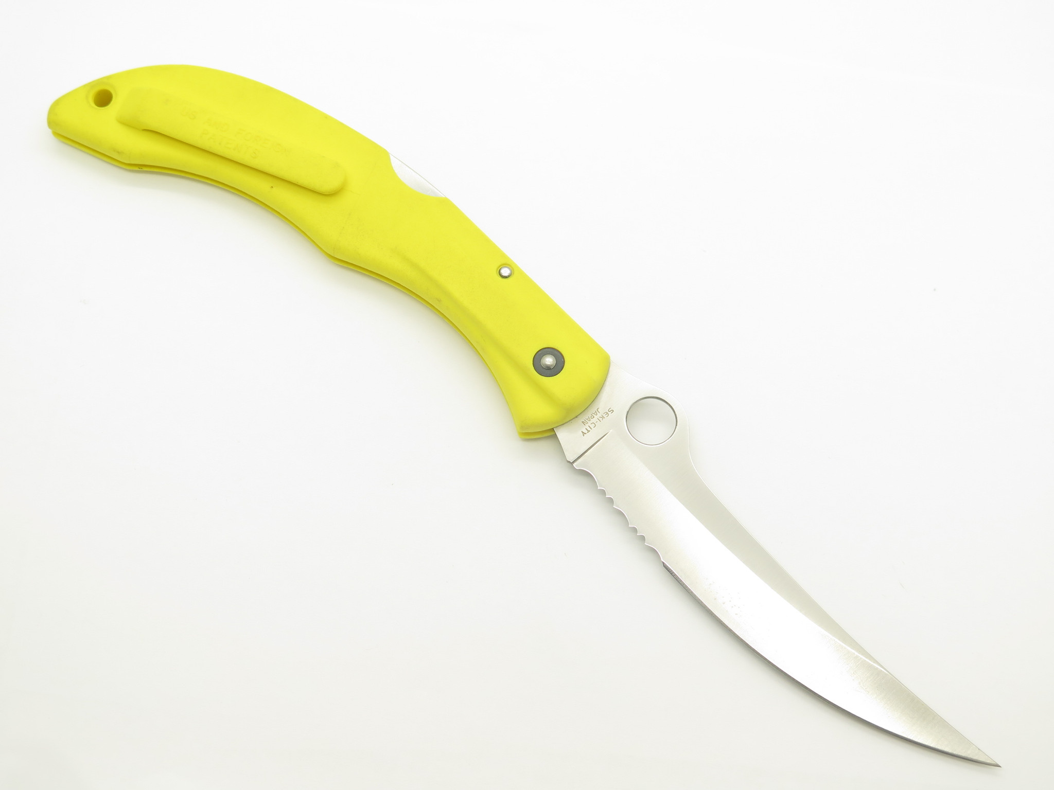 Spyderco Clipit Catcherman Seki Japan Yellow FRN AUS-8A Folding 