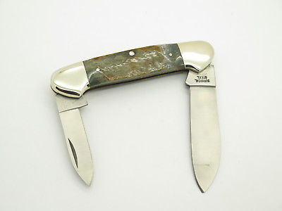 Vtg Frost Seki Japan Canoe Fossil Stag Bone Folding Pocket Knife
