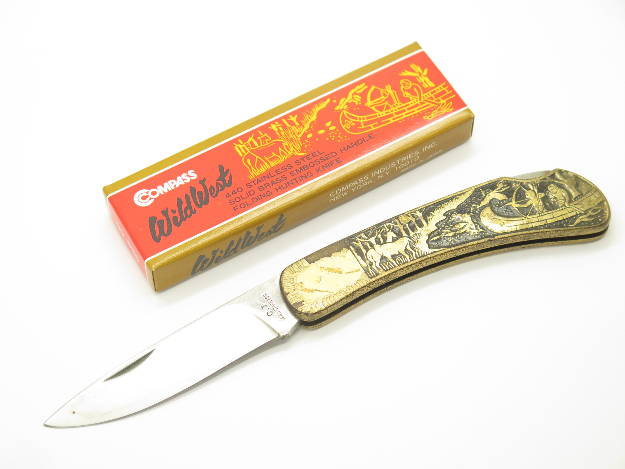 Vintage 70s Compass Wild West Seizo Imai Seki Japan Brass 4.75