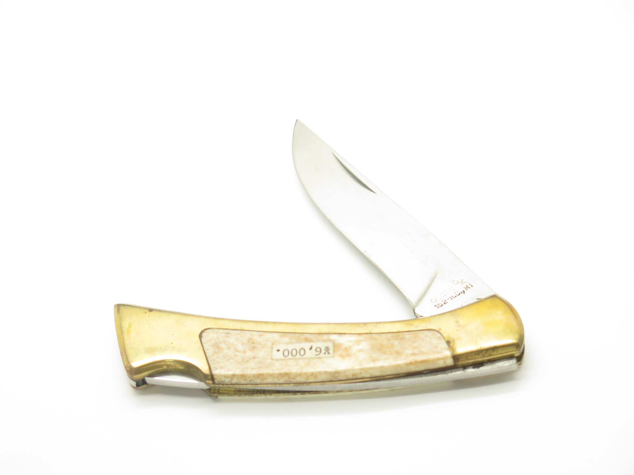 Vtg Olsen OK 152 Proto Seki Japan Seizo Imai Brass & Bone Lockback