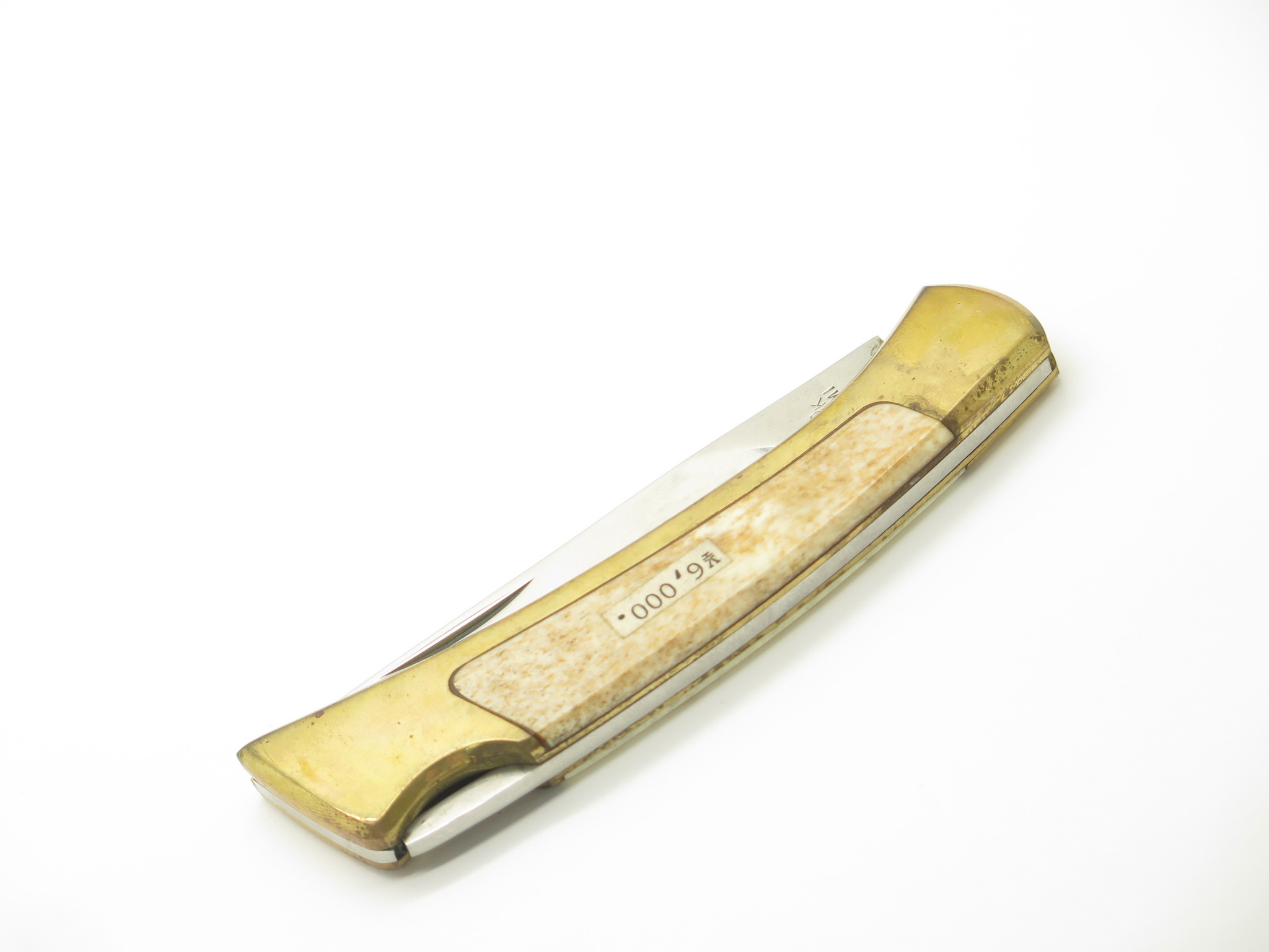 Vtg Olsen OK 152 Proto Seki Japan Seizo Imai Brass & Bone Lockback