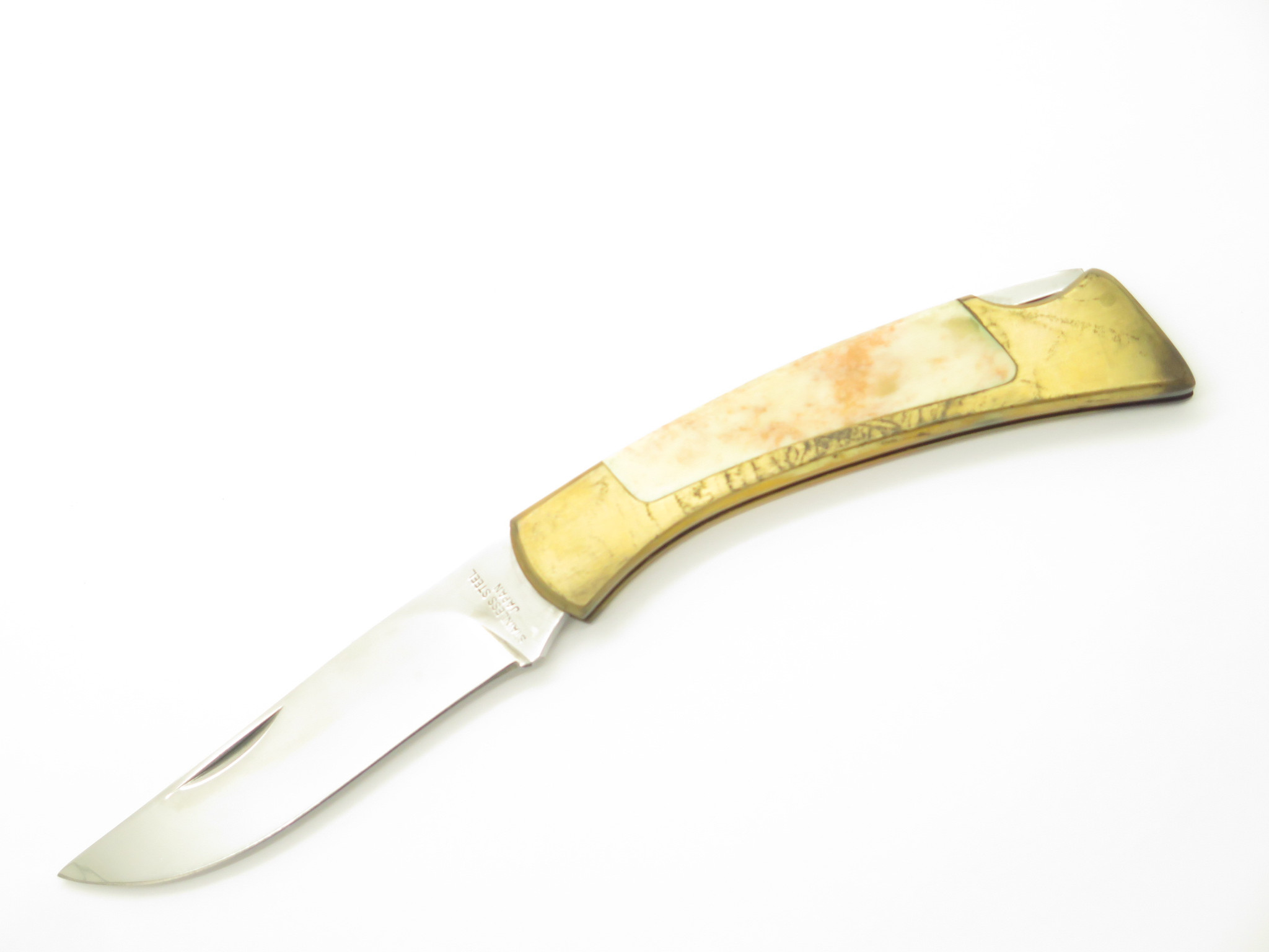 Vintage Olsen OK 152 Seki Japan Seizo Imai Lockback Brass & Bone