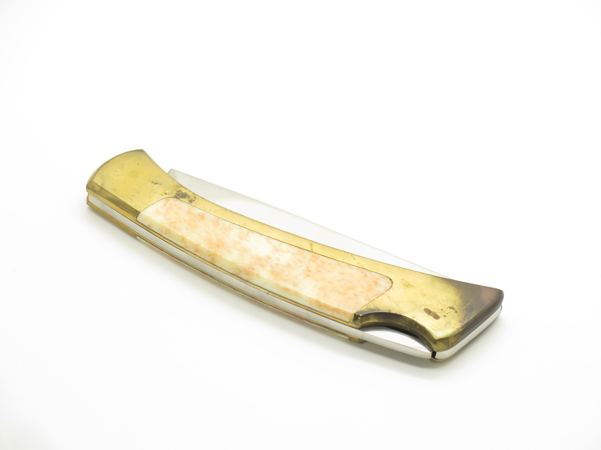 Vintage Olsen OK 152 Seki Japan Seizo Imai Lockback Brass & Bone