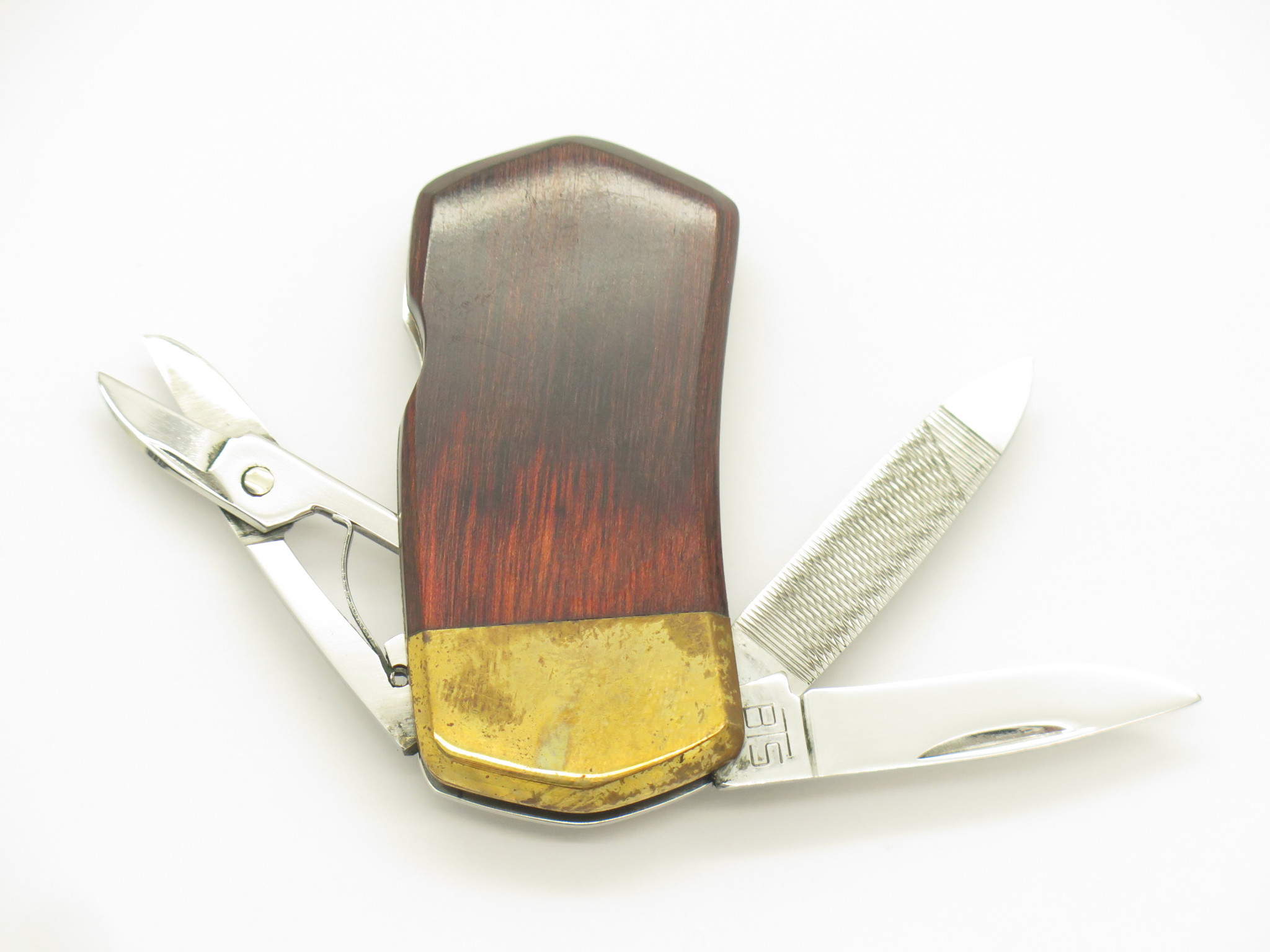Vtg 1980s BTS Seki Japan Lobster Money Clip Wood Stainless Folding