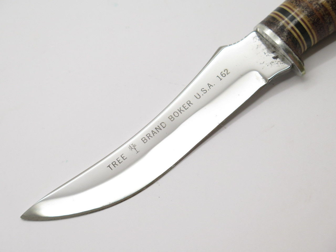 Boker USA Tree Brand 162 Fixed Blade Hunting Knife & Leather