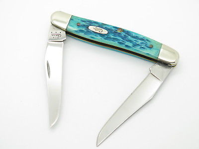 2004 Case XX Muskrat Folding Pocket Knife Caribbean Blue Jigged
