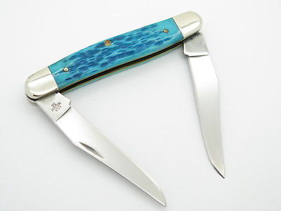 2004 Case XX Muskrat Folding Pocket Knife Caribbean Blue Jigged
