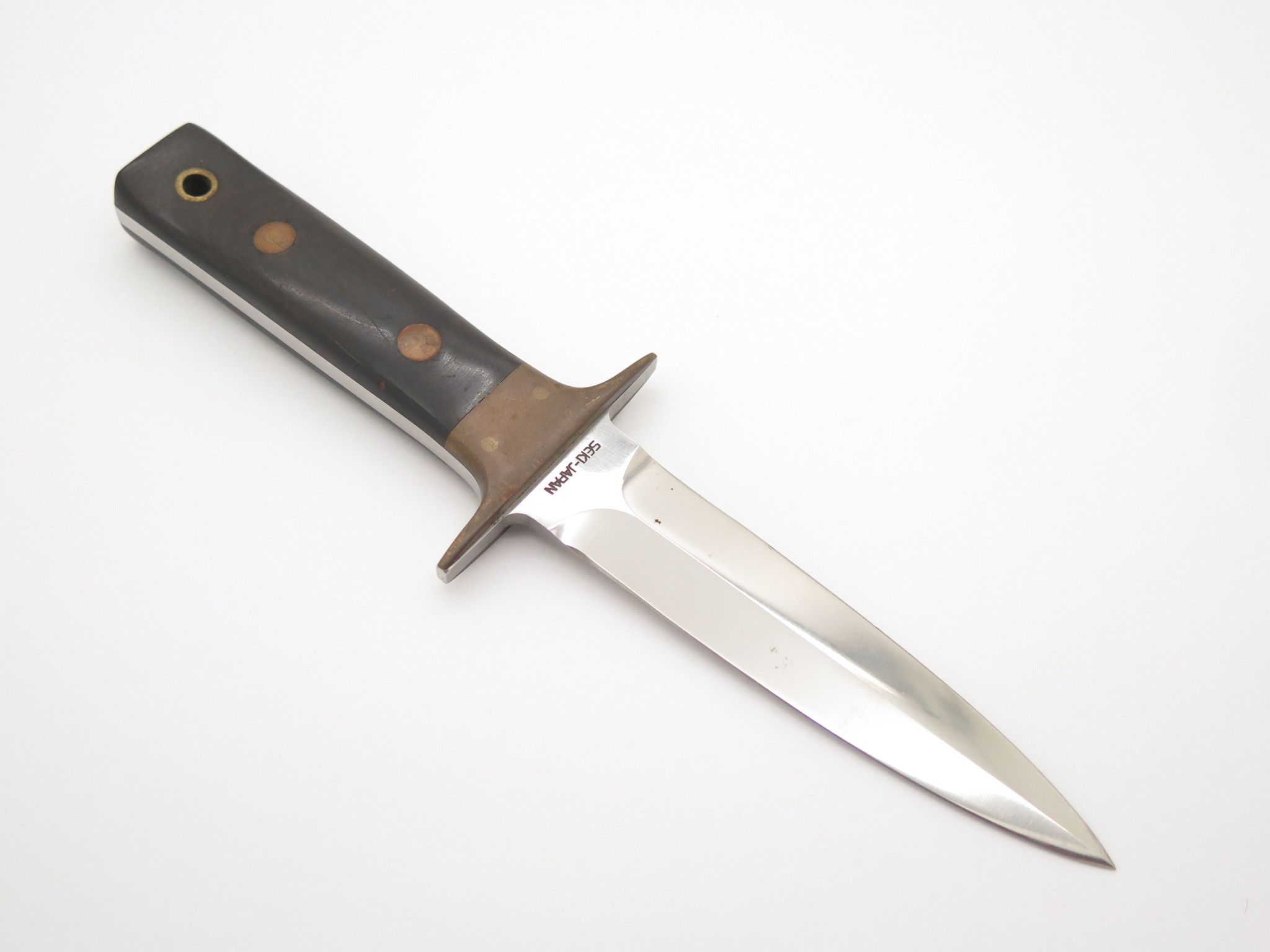 Vintage '80s Al Mar Fang I Hattori Seki Japan Micarta Dagger Fixed
