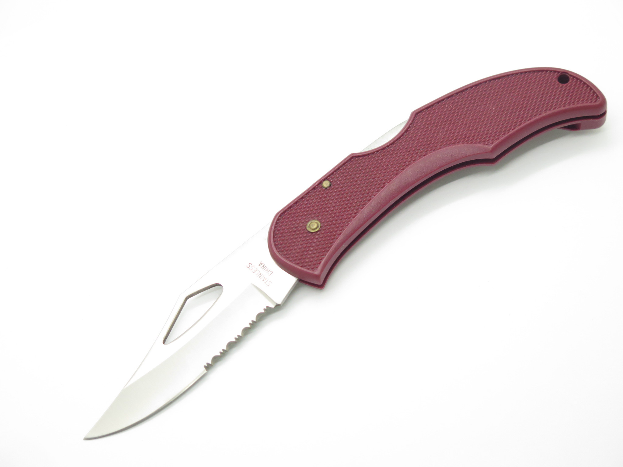 Vintage 1990s Explorer Hi-Tech Red Synthetic Lockback 5.25" Folding ...