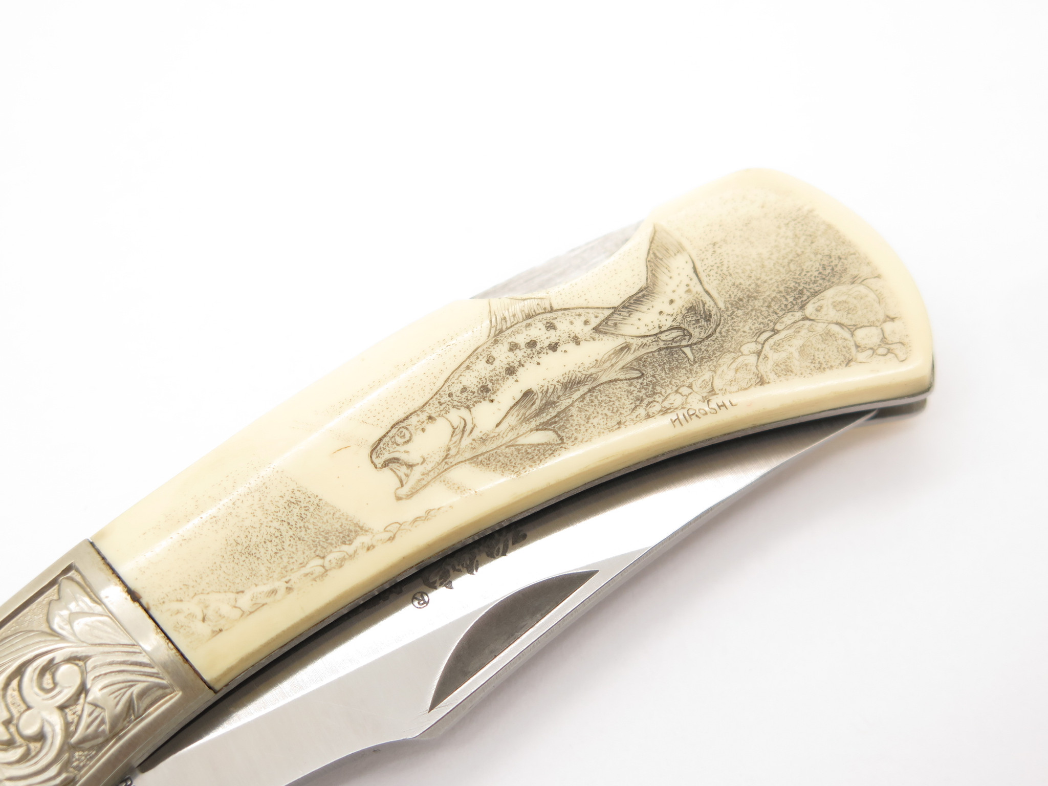 Vtg Herbertz G Sakai Seki Japan Fish Scrimshaw 3.1 Folding