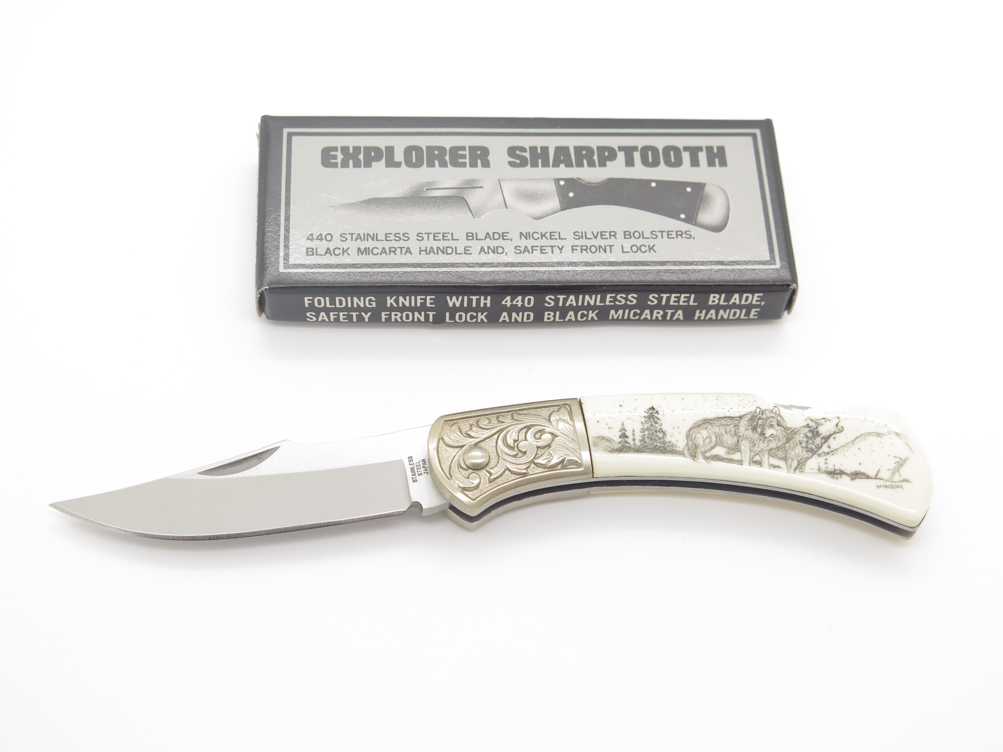 Vtg Explorer G Sakai Seki Japan Wolf Scrimshaw 3.1 Folding