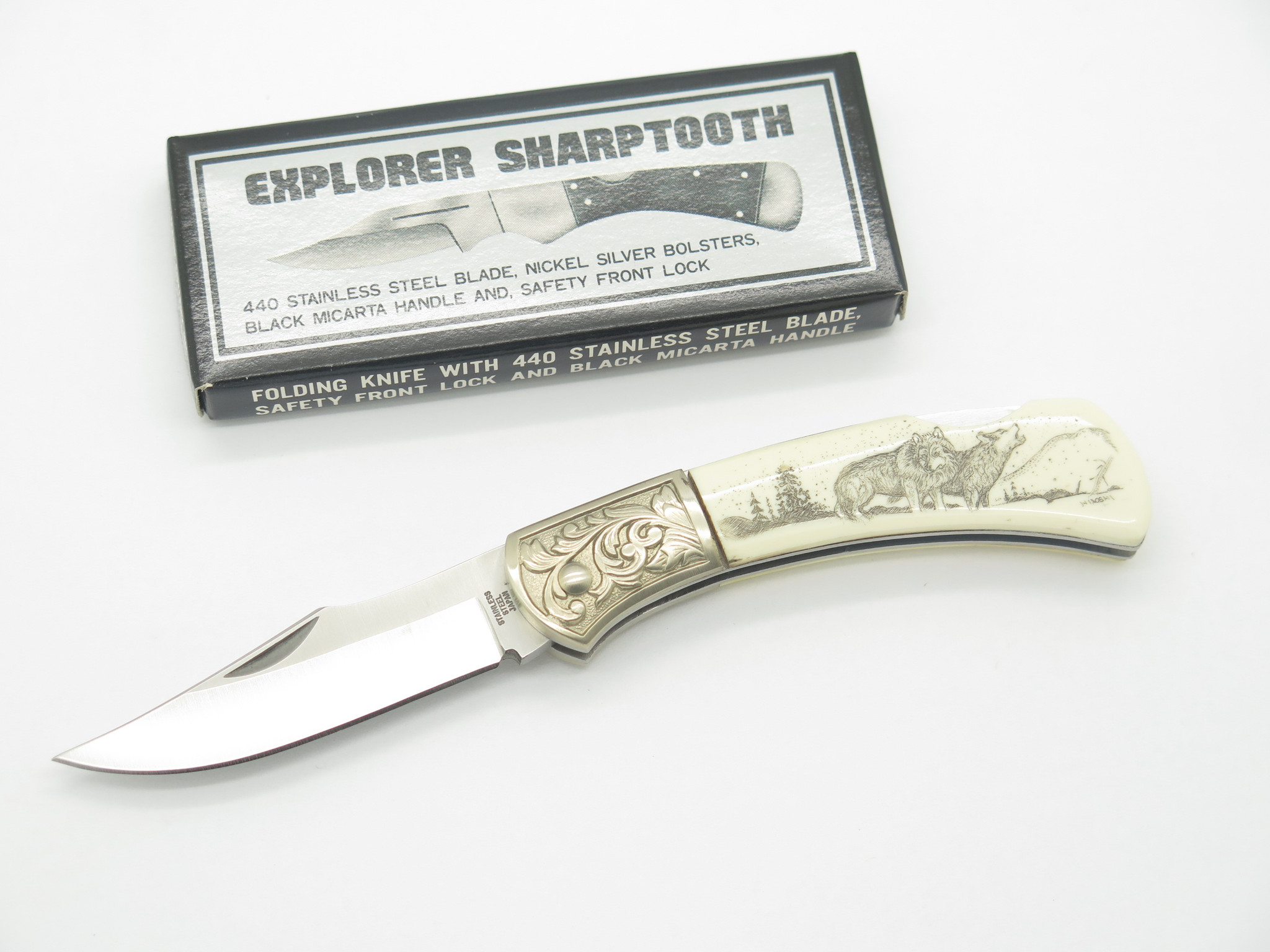 Vtg Explorer G Sakai Seki Japan Wolf Scrimshaw 3.1 Folding