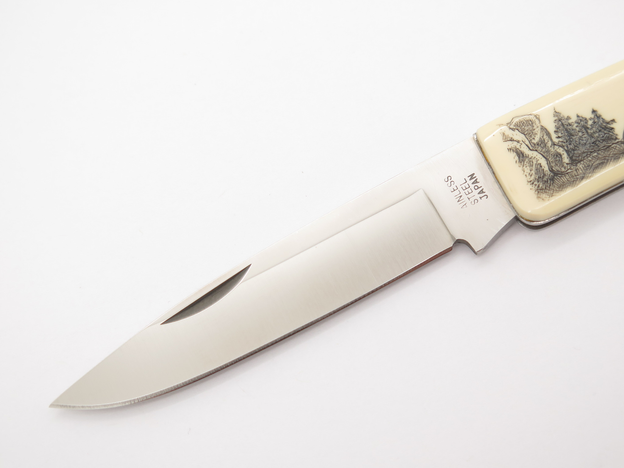 Vintage Explorer G Sakai Seki Japan Hiker & Dog Scrimshaw Folding