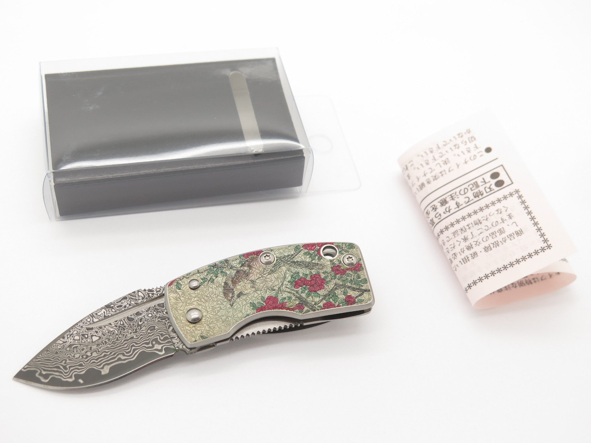 G. Sakai Seki Japan Ukimon Camellia Damascus Money Clip Folding