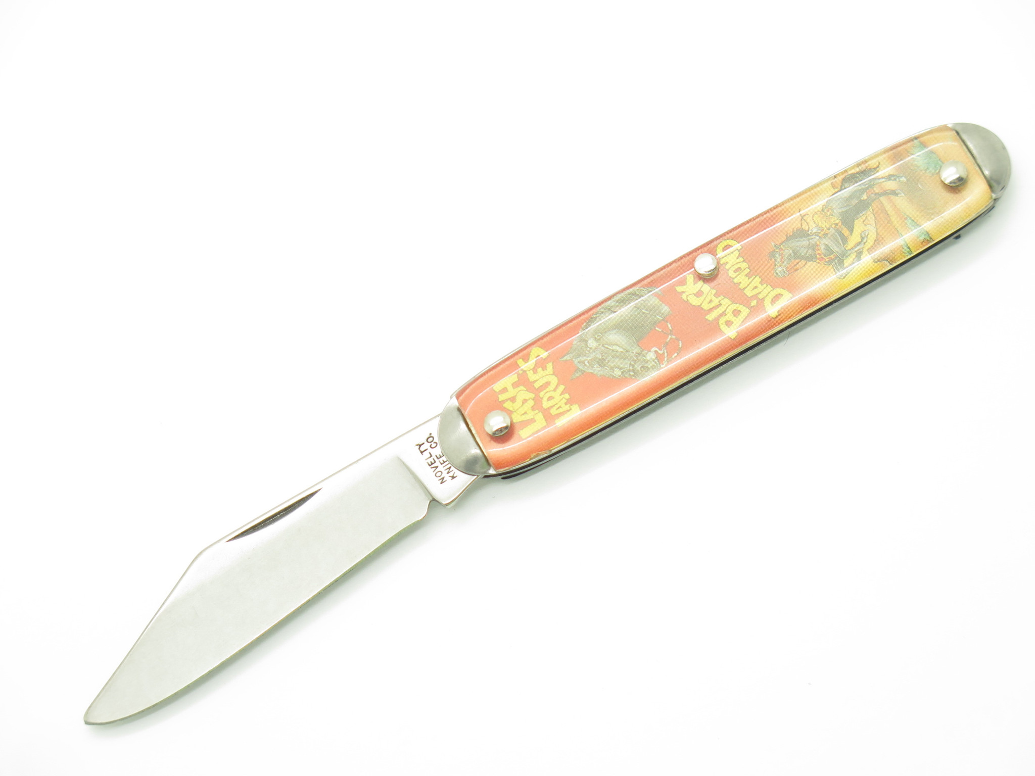 Vtg '90s Novelty Knife Co Lash Larue Black Diamond Western Folding