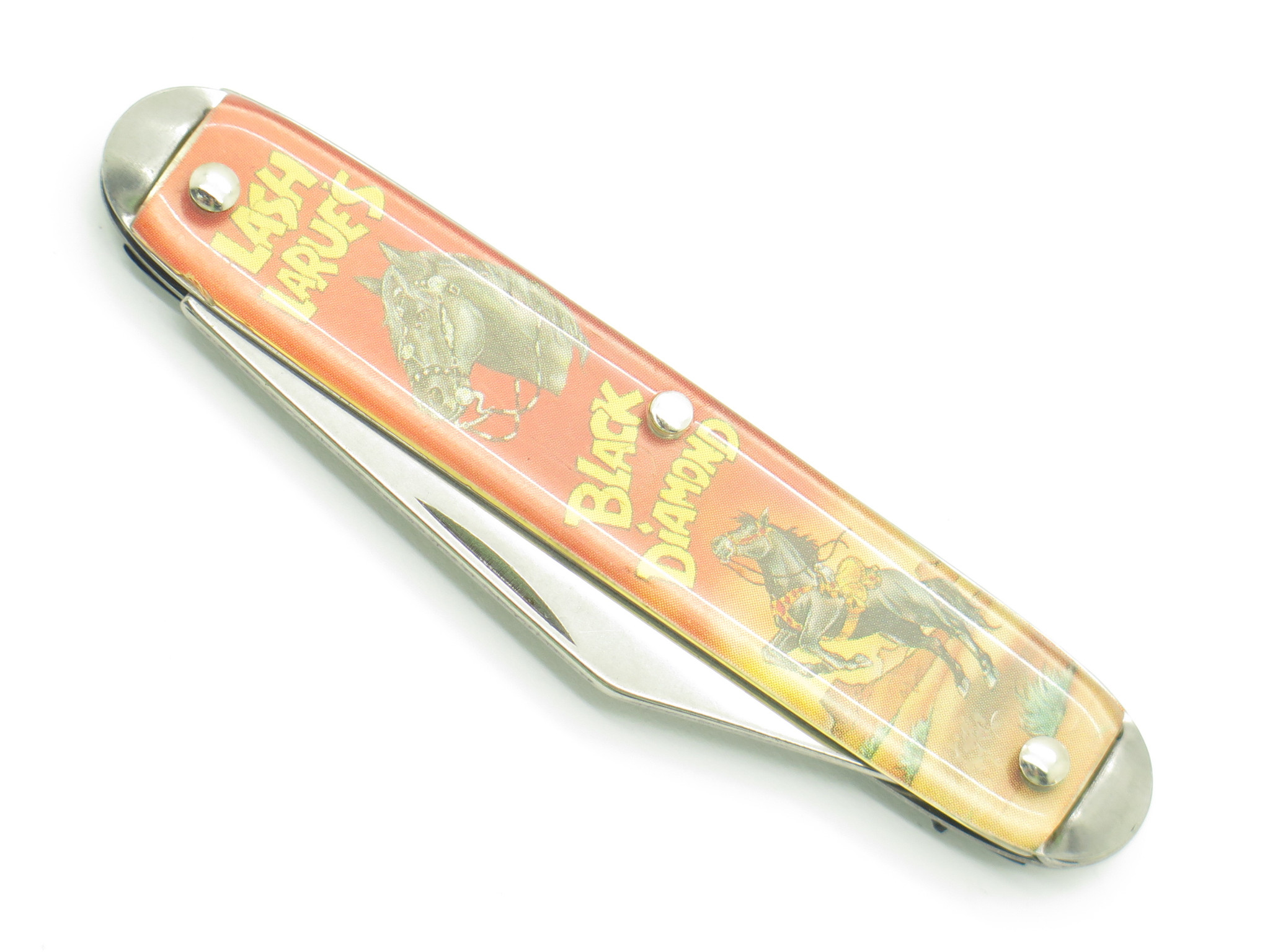 Vtg '90s Novelty Knife Co Lash Larue Black Diamond Western Folding