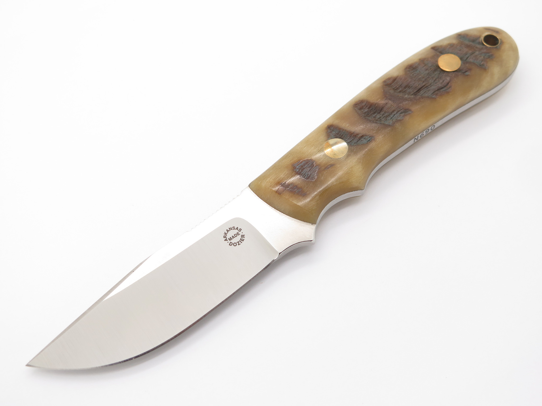 Bob Dozier Arkansas Custom N690 Ram Horn Fixed Blade Hunting Knife