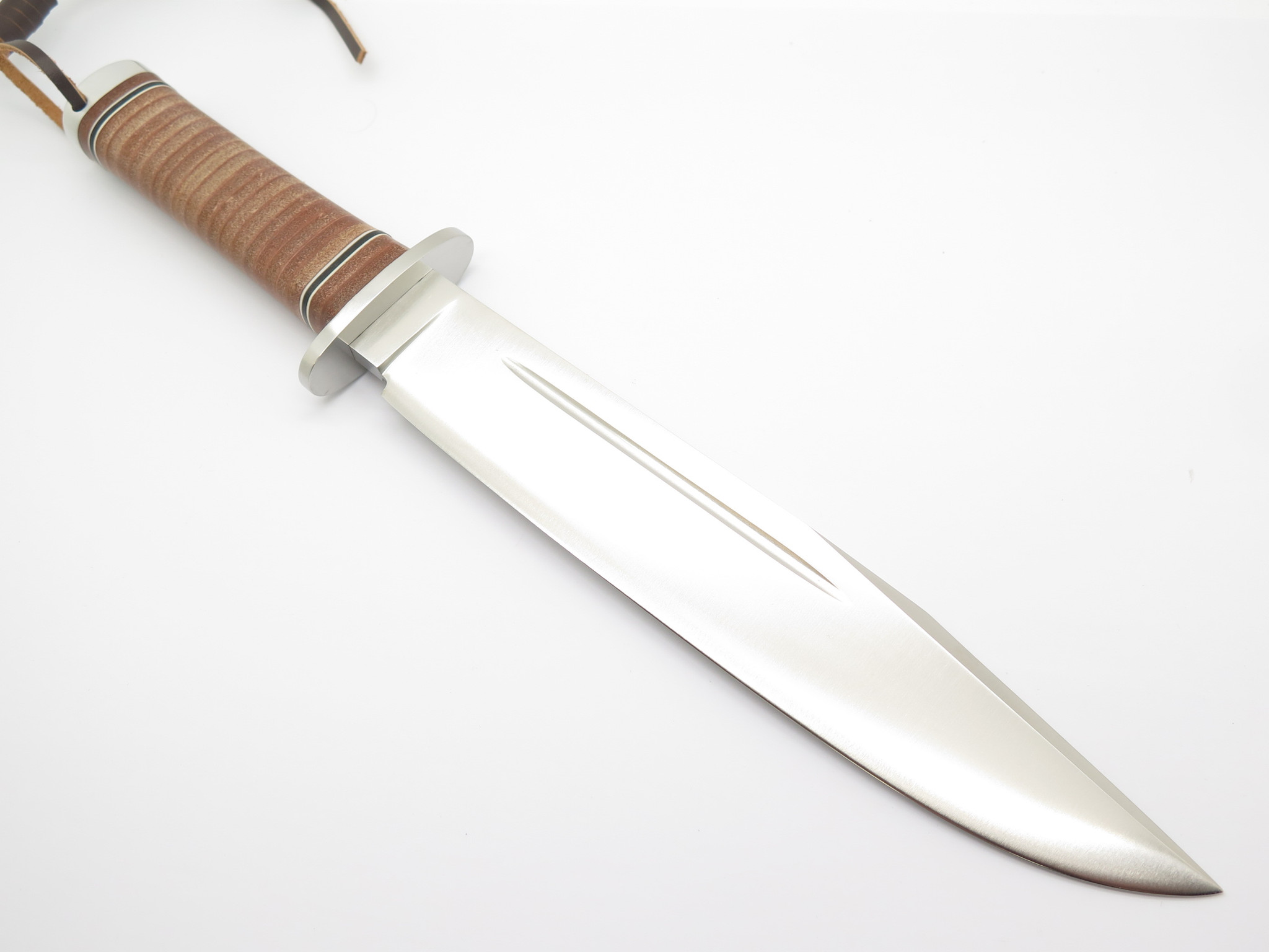 Hattori 160-2 Hunter I Leather Seki Japan AUS-8 Fixed Blade Bowie