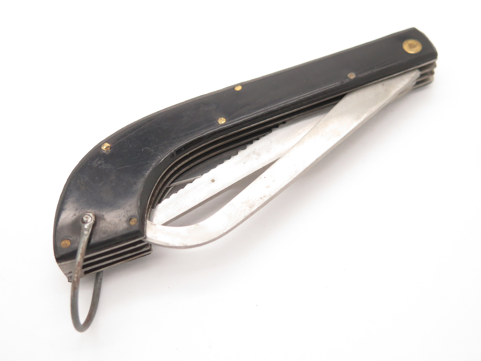 Vintage 1950s Seki Japan Folding Fishing Knife 3 Blade Gaff Clip