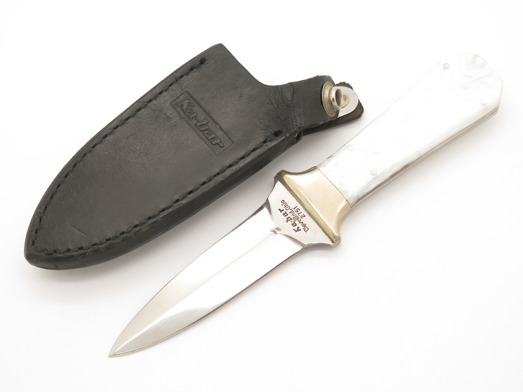 Vintage '80 Ka-bar 2751 White swirl Seki Japan Dagger Fixed