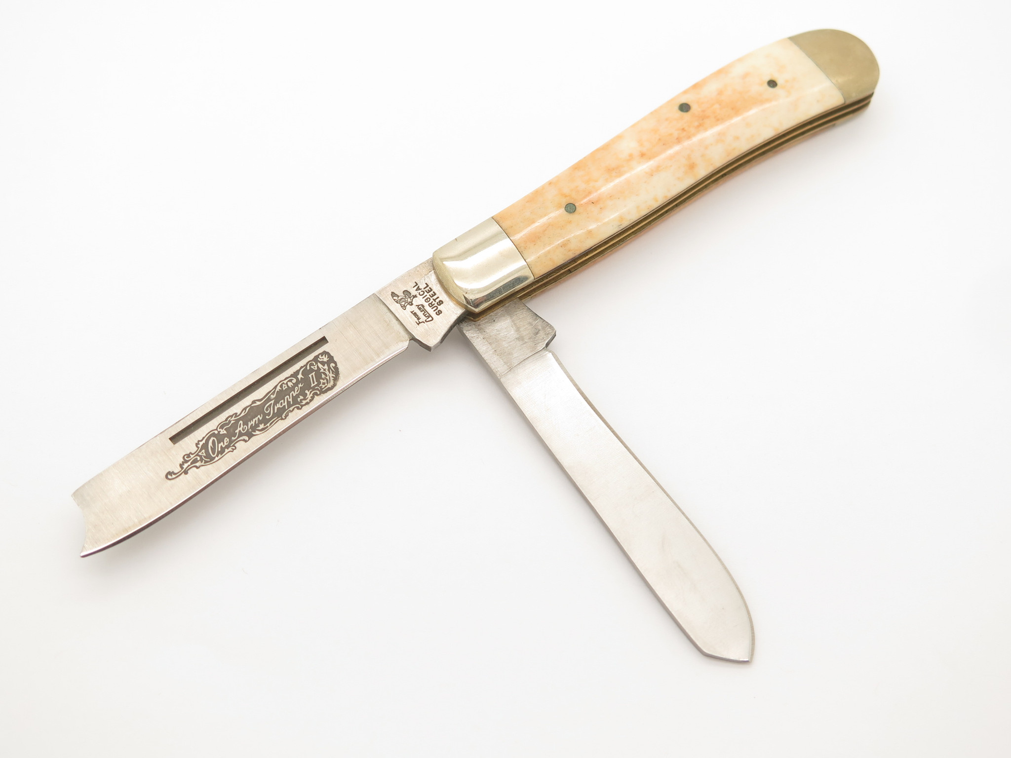 希少 Iroquois カットオフ レイヤード 切りっぱなし ダブル 11” Al Capone - I'll Be Your Huckleberry Bone - Damascus - Horizontal