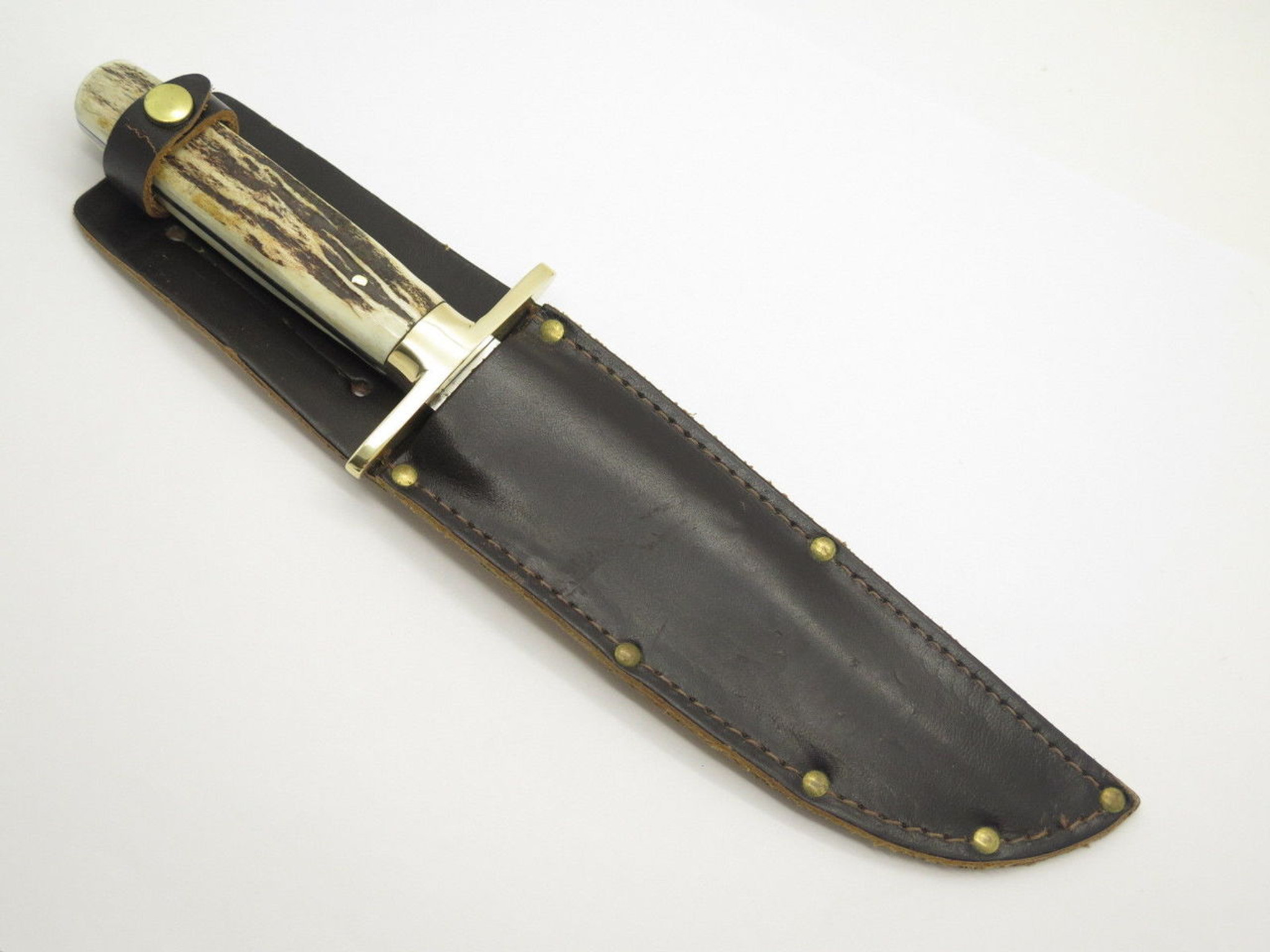 Vtg A. Wright & Son Sheffield England Stag Fixed Blade Bowie Hunting
