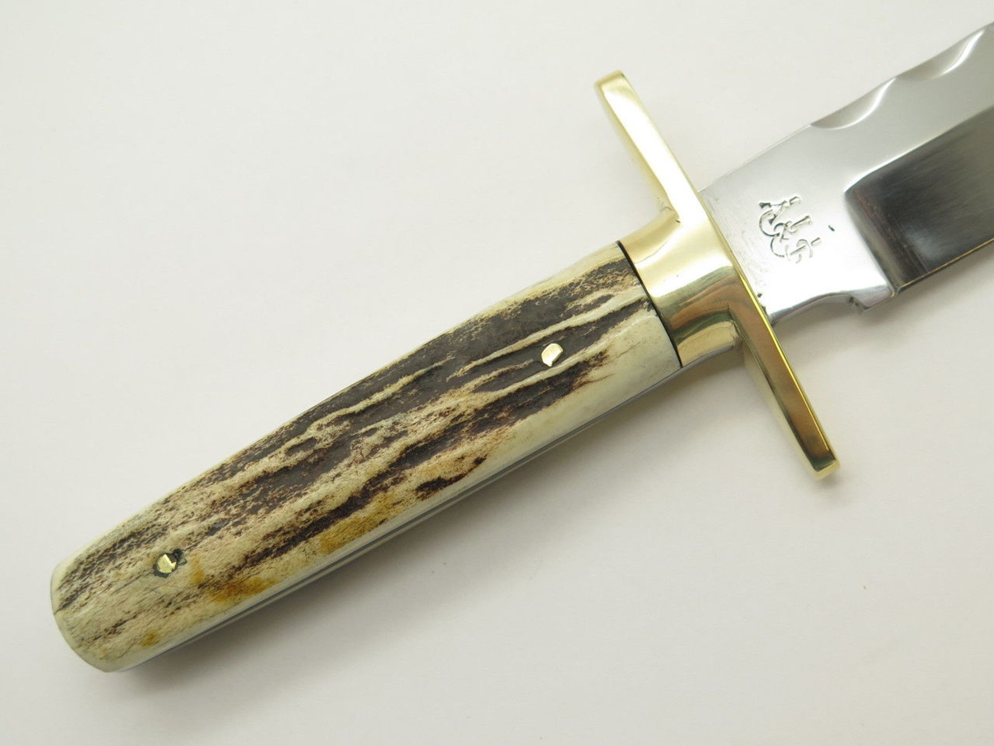 Vtg A. Wright & Son Sheffield England Stag Fixed Blade Bowie Hunting