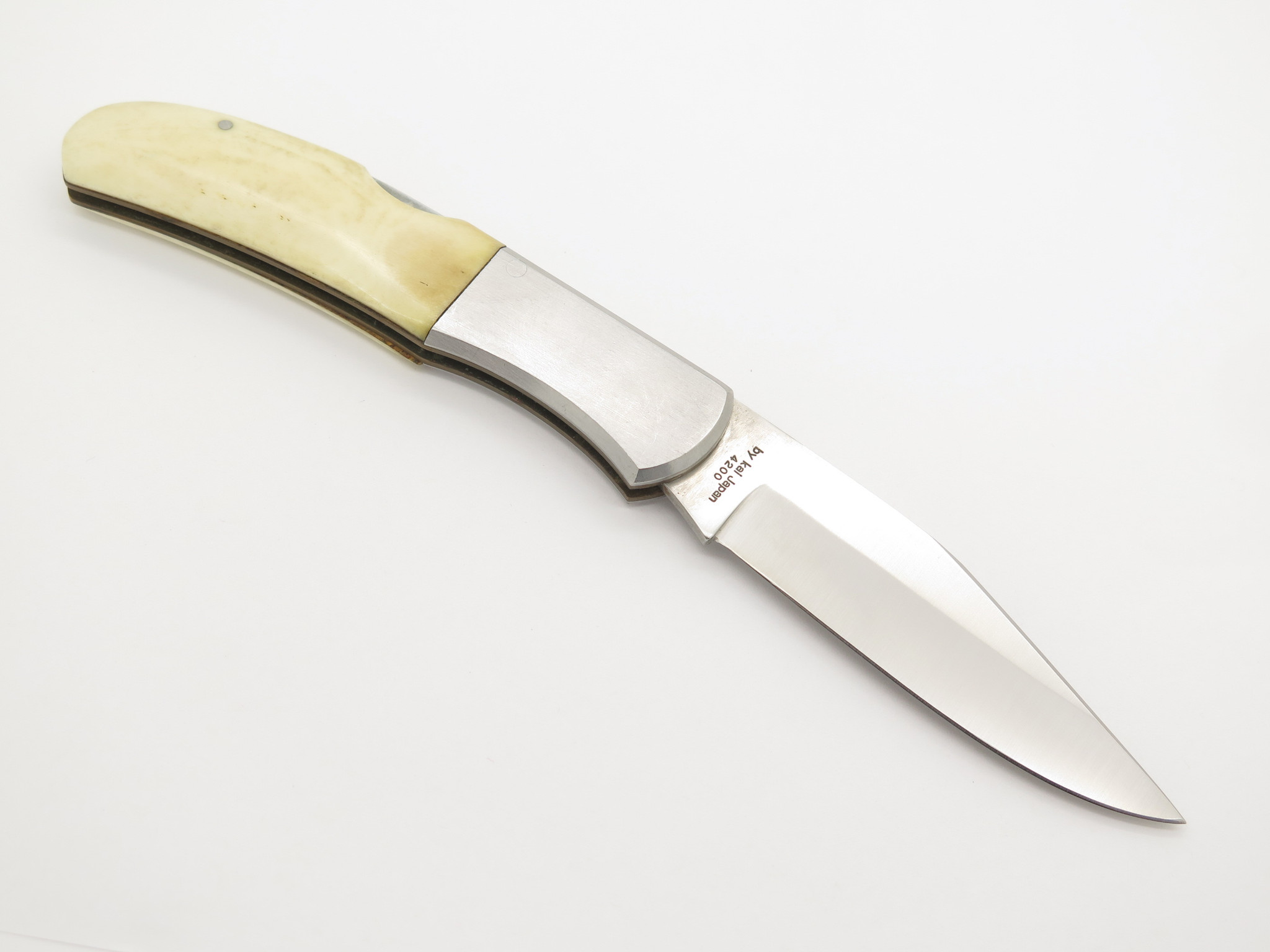 Vtg Kershaw Kai 4200 Seki Japan Lion Scrimshaw Folding Pocket