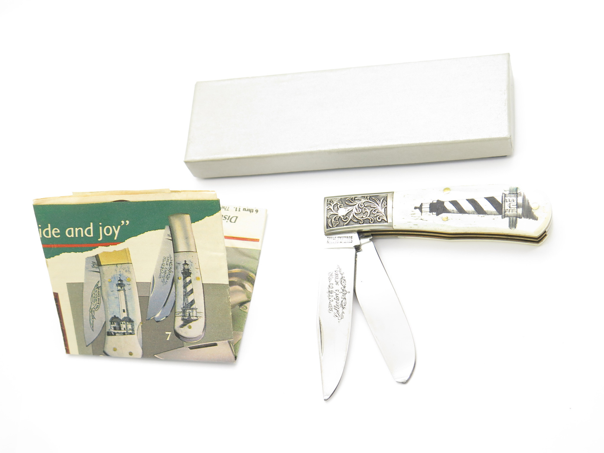 Vintage 1980s Seki Japan Cape Hatteras Lighthouse Scrimshaw