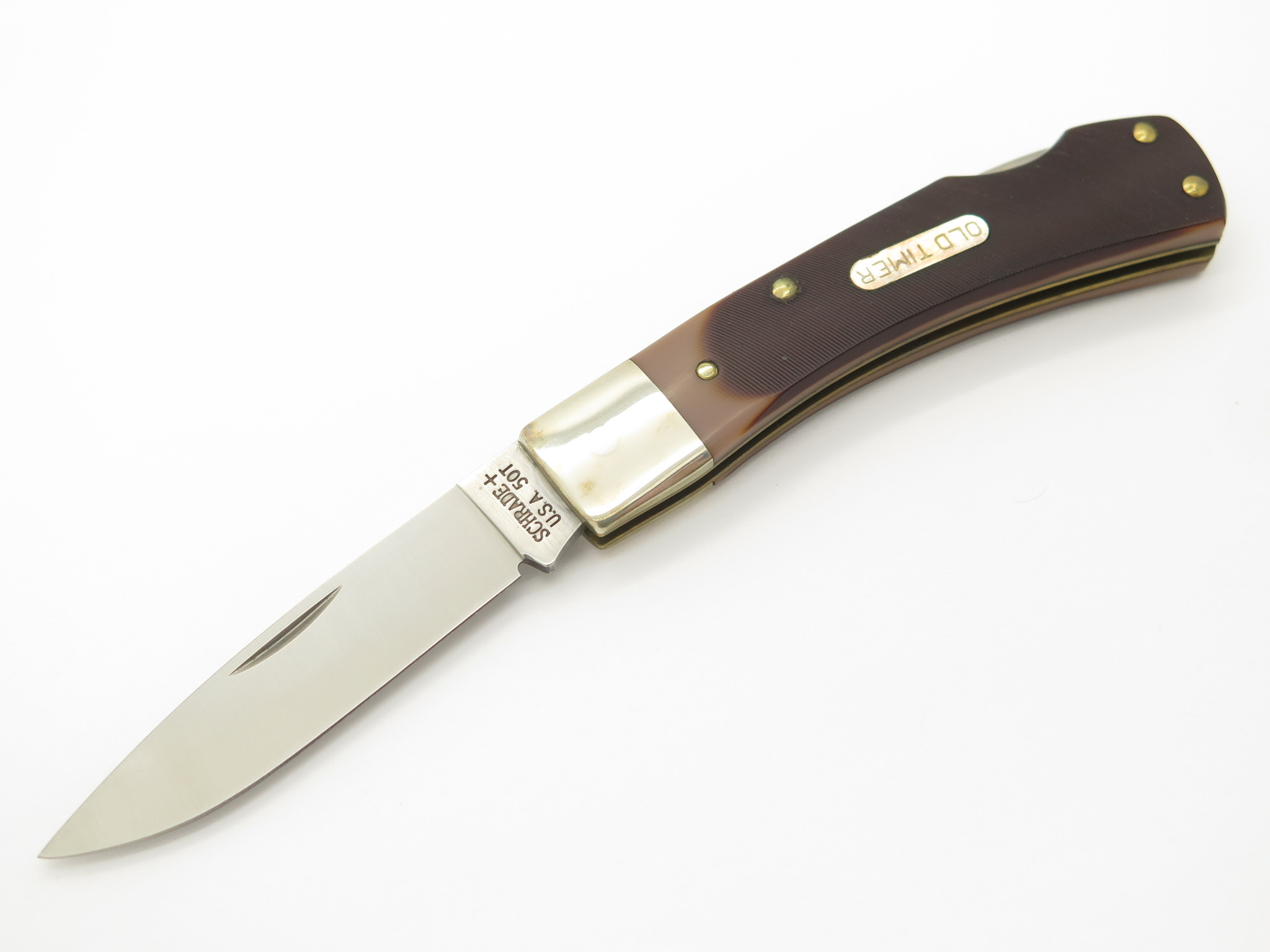Vtg 1980s Schrade USA 5OT Bruin Old Timer Delrin Folding Lockback
