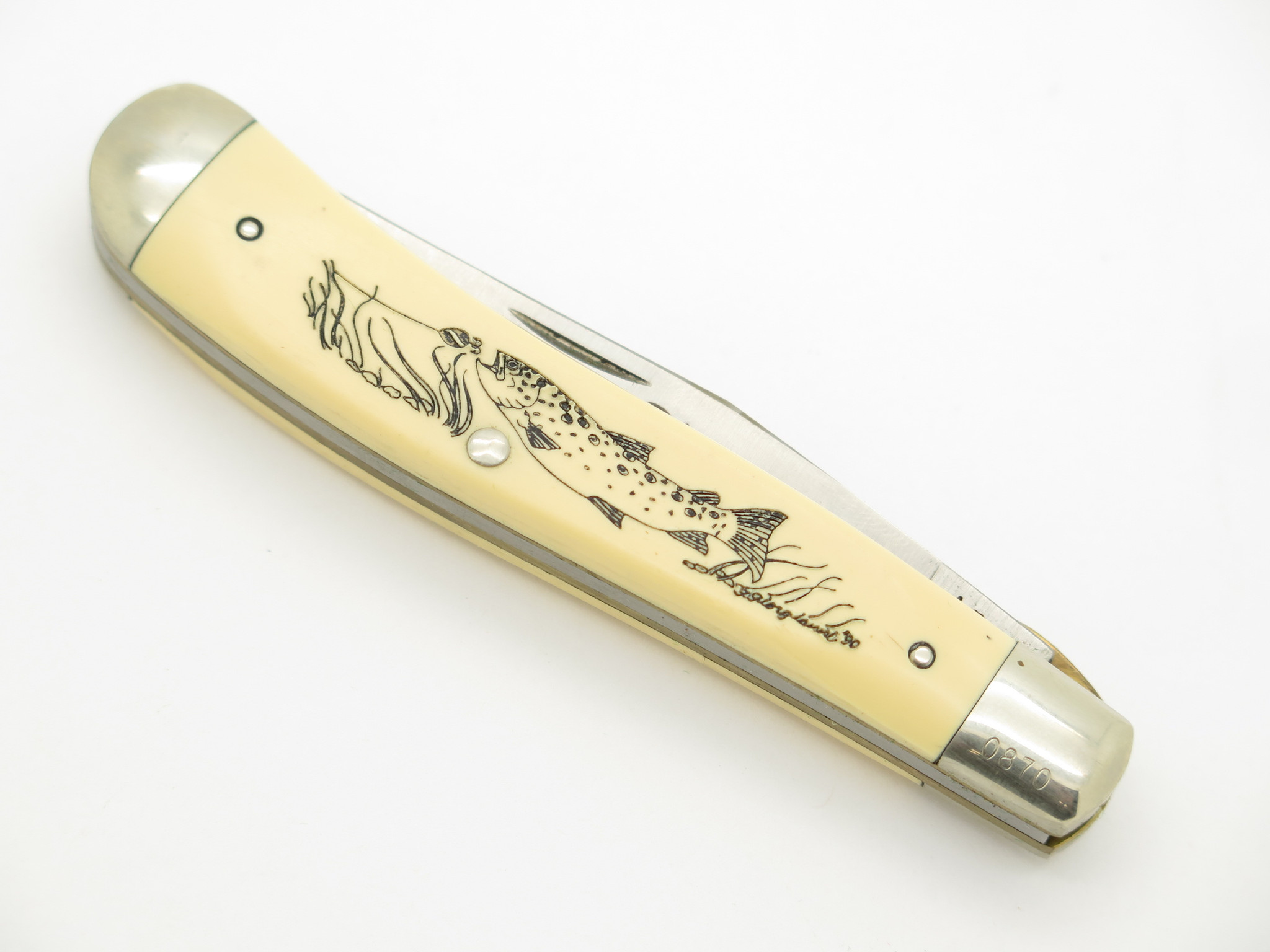 Vtg 1990 Limited Schrade USA SC503 Scrimshaw Folding Linerlock