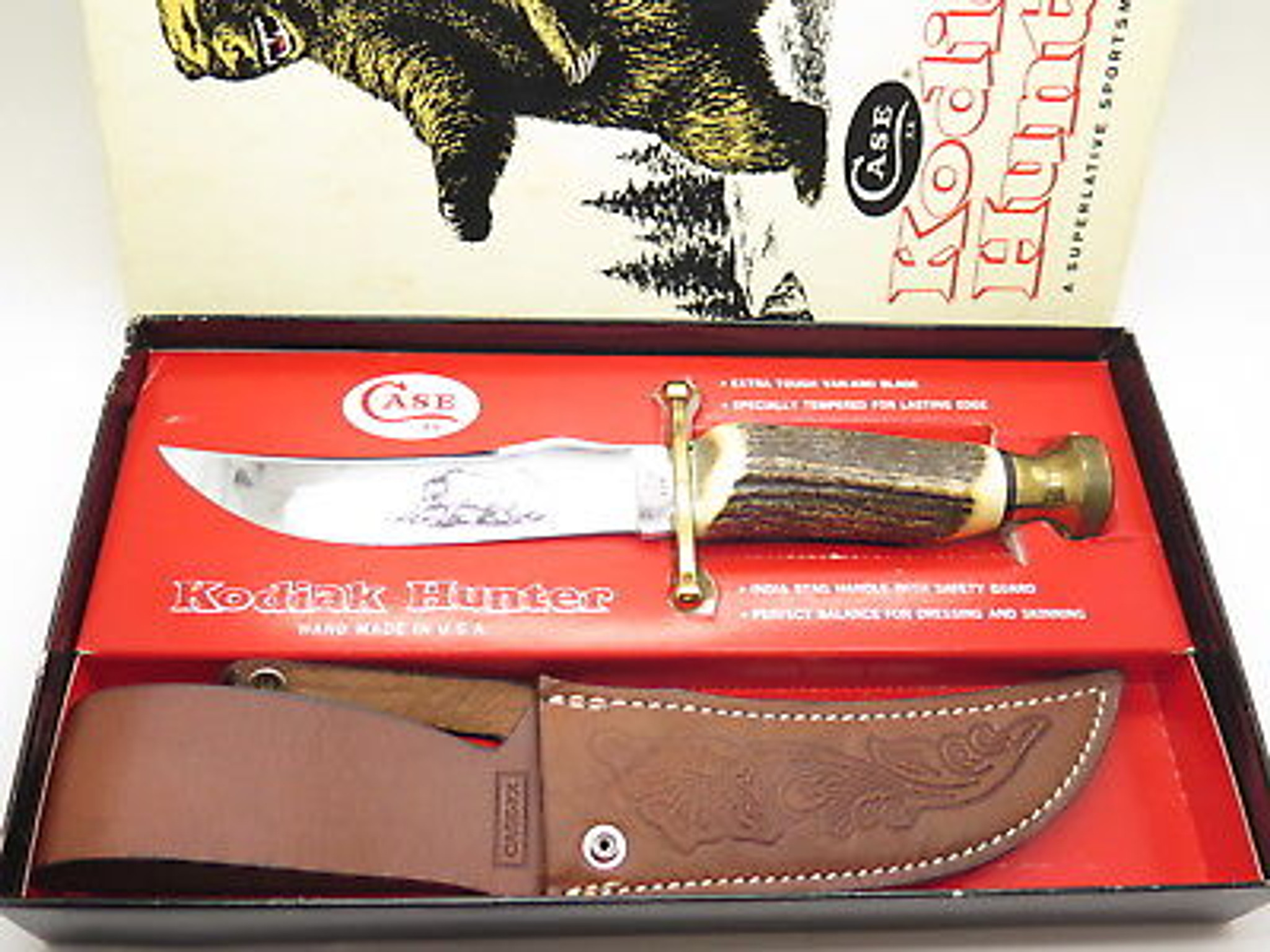 Vtg 1980 Case XX Kodiak Hunter Stag Fixed Blade Bowie Hunting