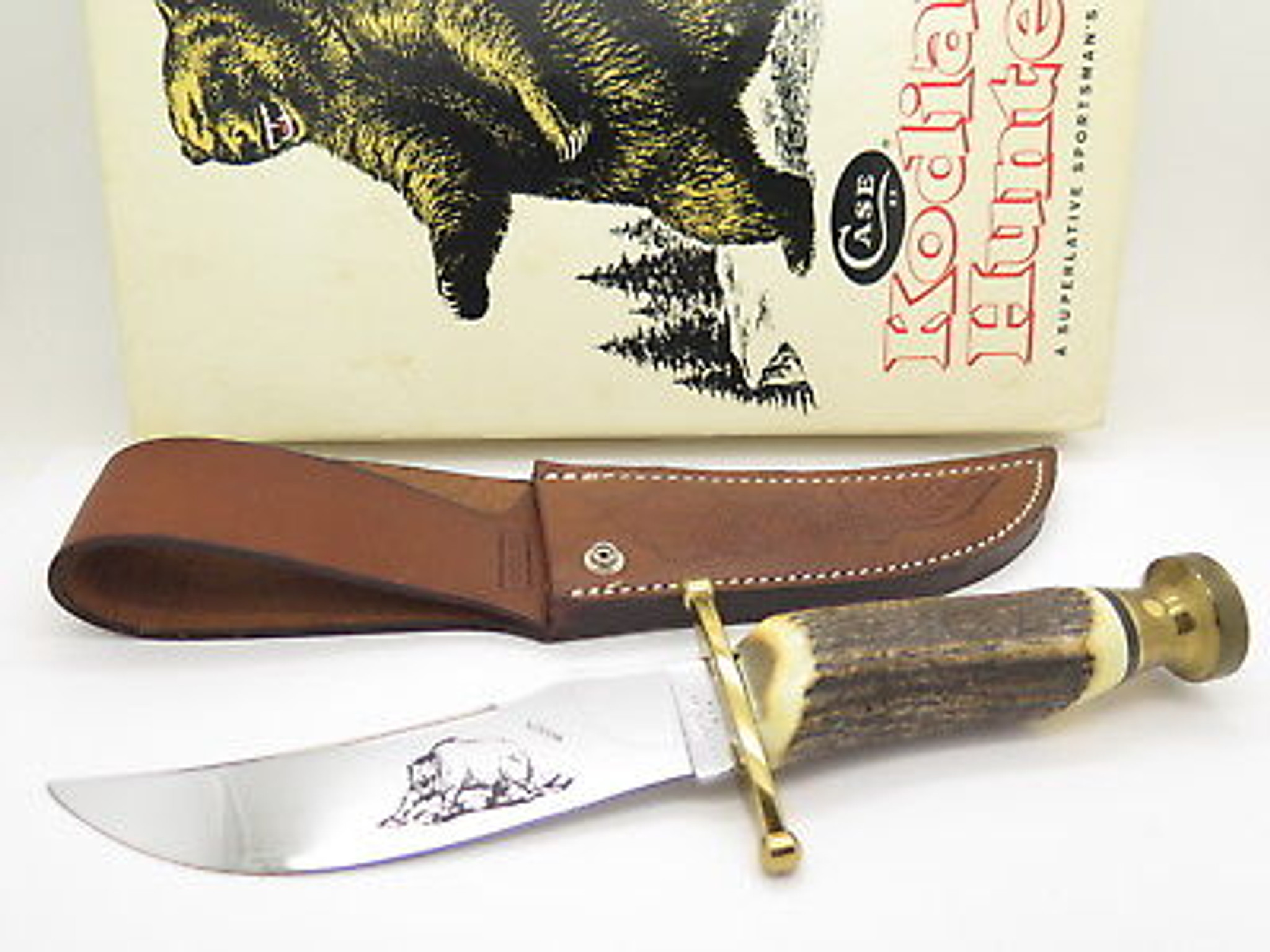 Vtg 1980 Case XX Kodiak Hunter Stag Fixed Blade Bowie Hunting