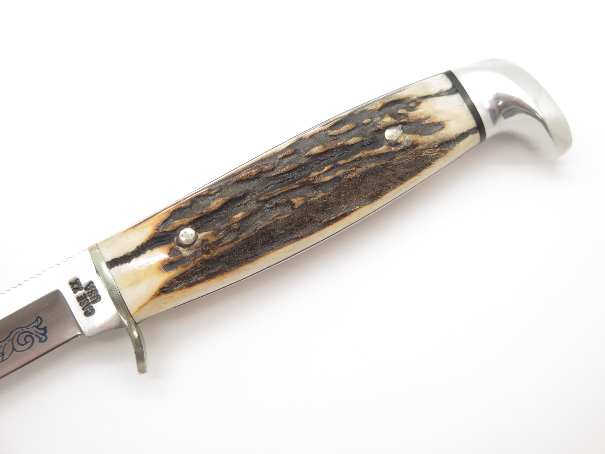 Vtg 1977 Case XX 516-5 SSP Blue Scroll Stag Fixed 5