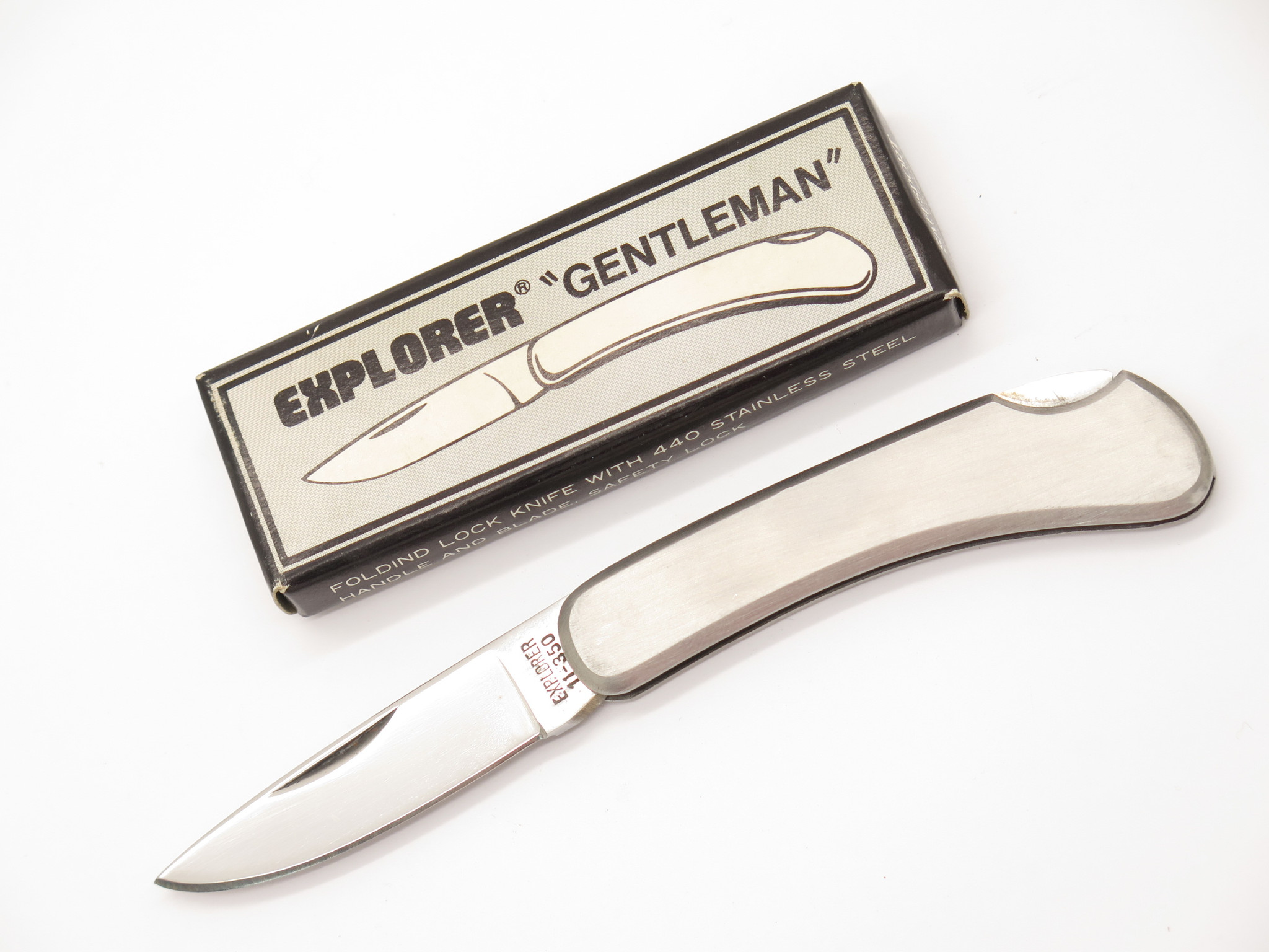 Vintage Explorer 11-350 Seki Japan Gent Folding Lockback Stainless