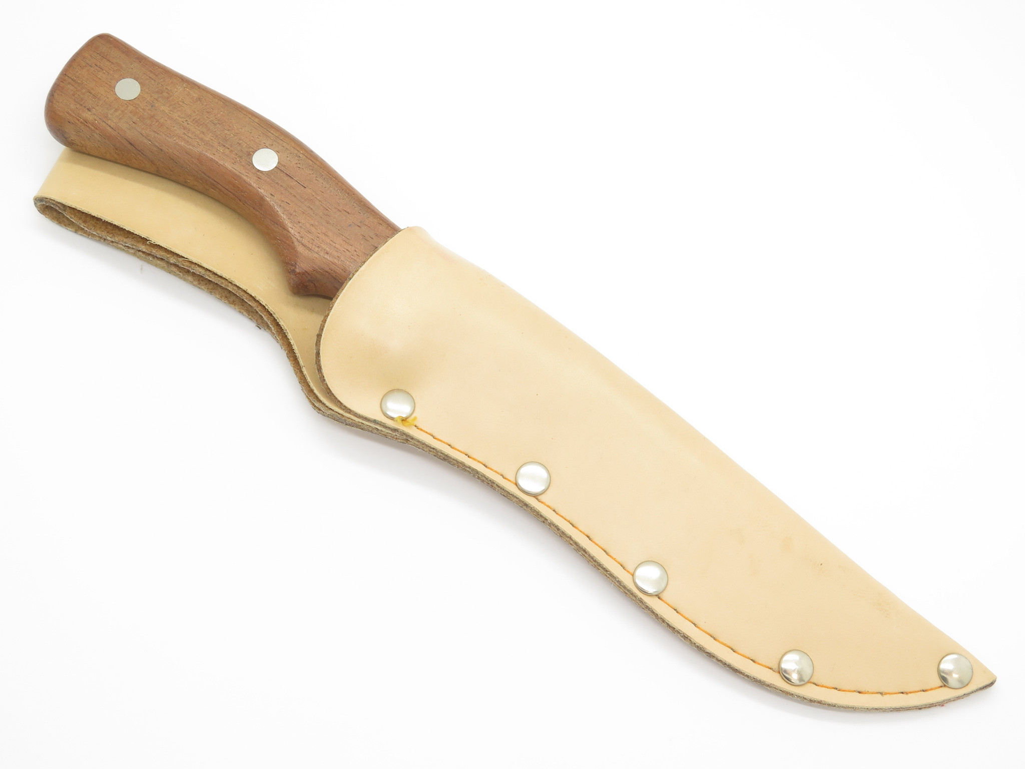 Vintage Hanson Japan Clip Point Fixed Blade Wood Handle Hunting