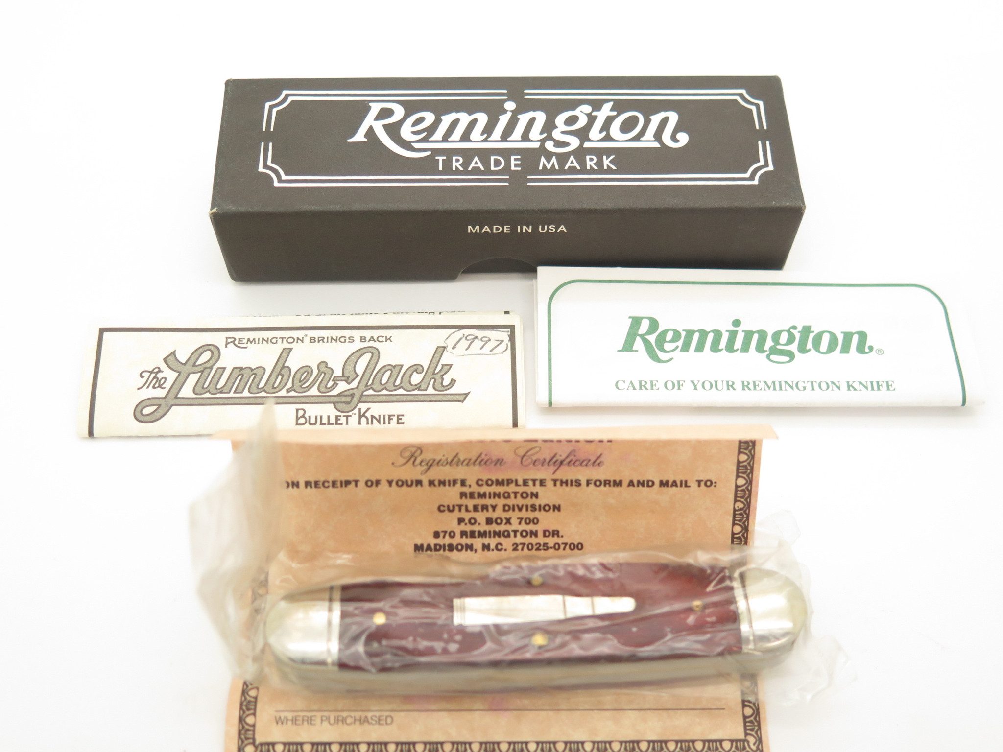 Vintage 1997 Remington R4468 Lumberjack USA Wood Muskrat Folding