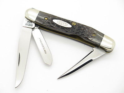 Vtg 1981 Case XX 6318 Pu Punch Stockman Jigged Bone Folding Pocket