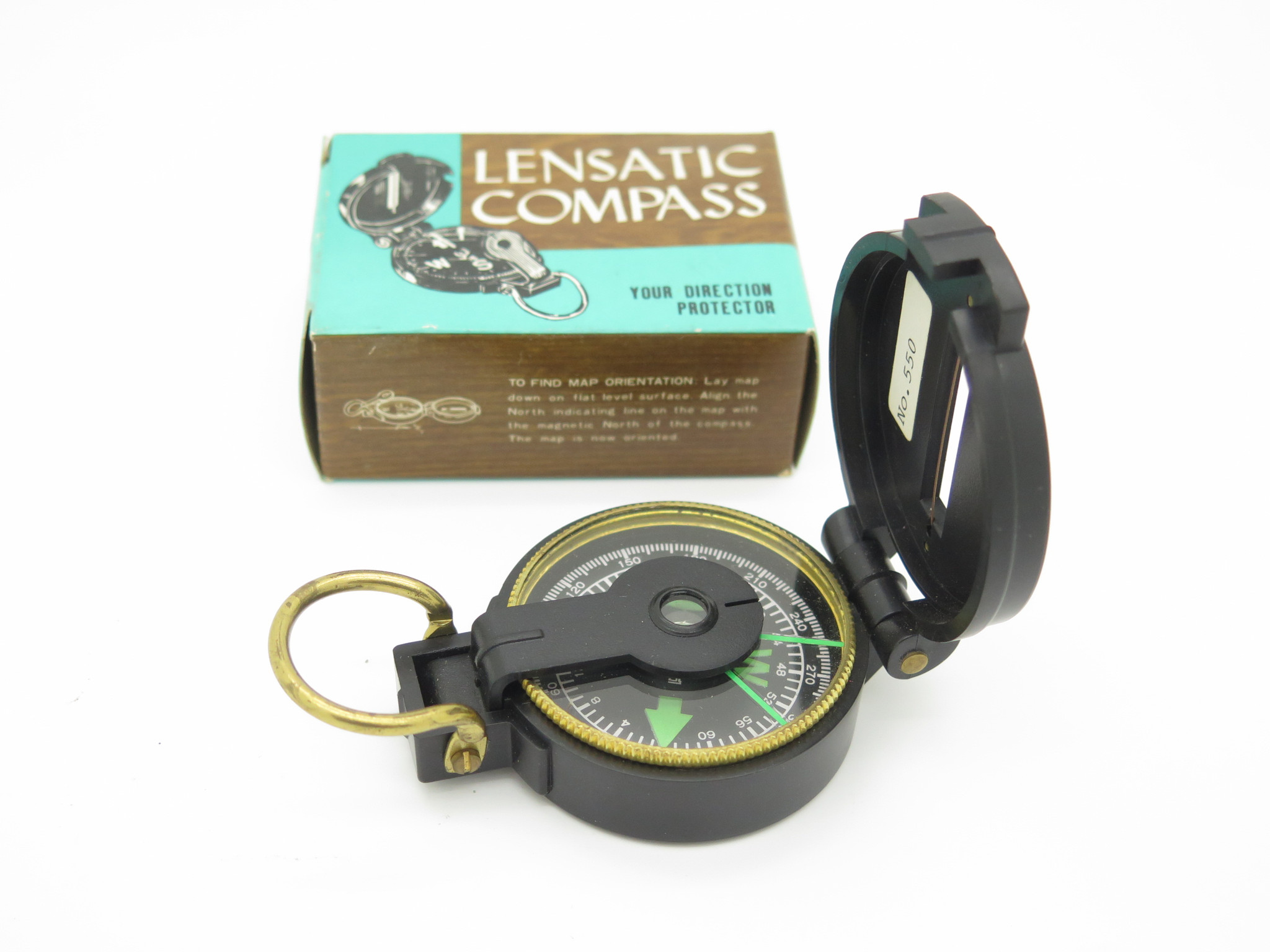 Vintage Japan Lensatic Engineer Directional Compass No. 550 Black