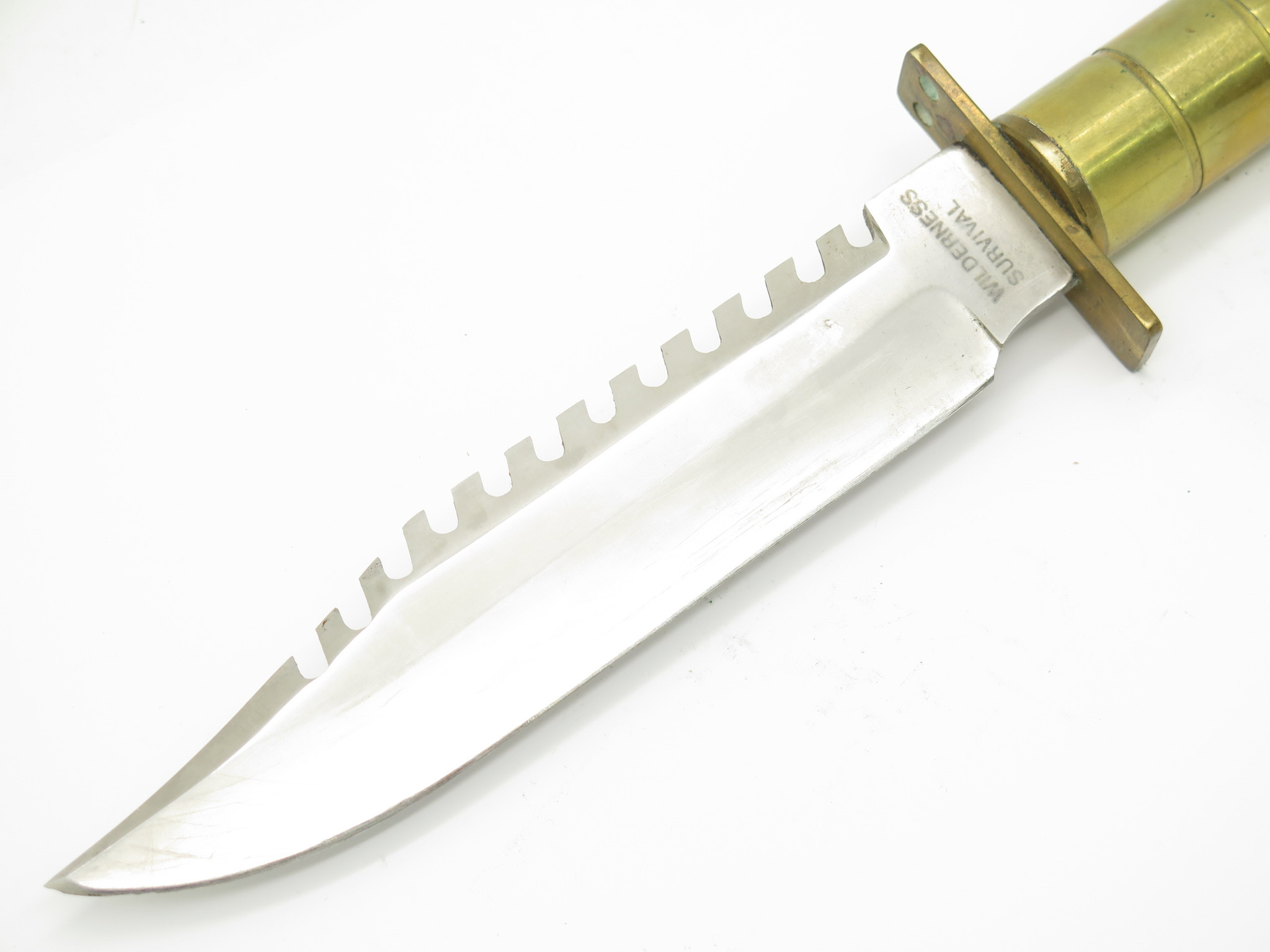 Vintage Solingen Wilderness Survival Stainless Brass Fixed Blade