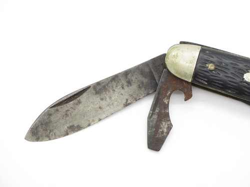 Vintage 1945-1955 Hammer Brand USA 3.75" Folding Multi Tool Scout Pocket Knife