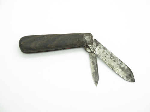 Antique 1800s C. Lawton Cutlery Co. Chicago 3.37" Wood Folding Pocket Jack Knife