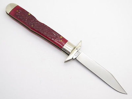 Case Classic XX 61011 1/2 Red Bone Cheetah Arrow Shield Swing Guard Folding Knife