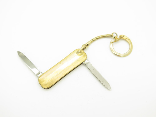 Vintage USA Amassador Gentleman Brass Advertising Folding Pocket Keychain Knife