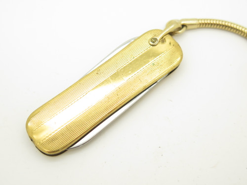 Vintage USA Amassador Gentleman Brass Advertising Folding Pocket Keychain Knife