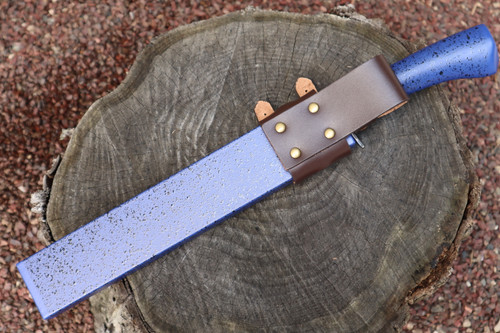 Masano Toyokuni TKA-002 Urusi Japan 8.26" Blue Fixed Damascus Hunting Knife