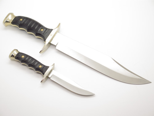 Vintage Muela Alce Spain 7220-P Twin Fixed Blade Bowie Hunting Knife Set